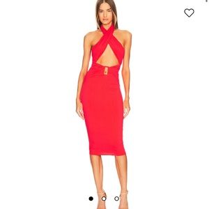 Michael Costello x REVOLVE Raylynn Dress in in Hibiscus Red Revolve